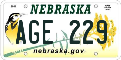 NE license plate AGE229
