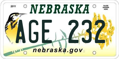 NE license plate AGE232