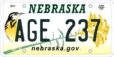 NE license plate AGE237