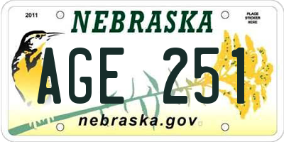 NE license plate AGE251