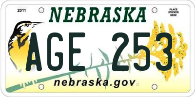 NE license plate AGE253