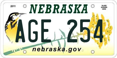 NE license plate AGE254