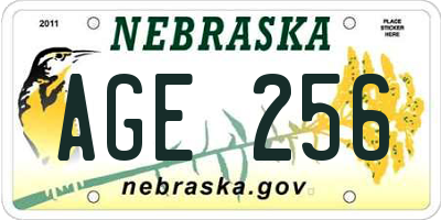 NE license plate AGE256