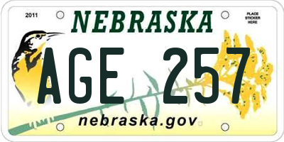 NE license plate AGE257