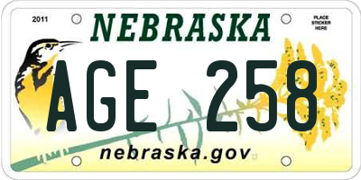 NE license plate AGE258