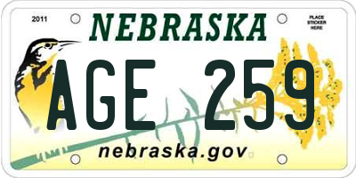 NE license plate AGE259