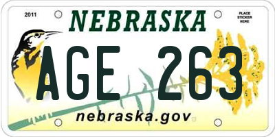 NE license plate AGE263