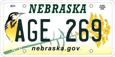 NE license plate AGE269