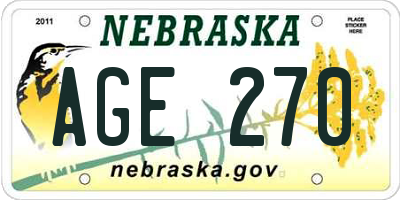NE license plate AGE270