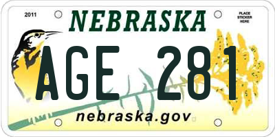 NE license plate AGE281