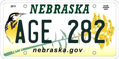 NE license plate AGE282