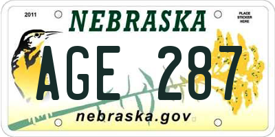NE license plate AGE287