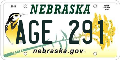 NE license plate AGE291
