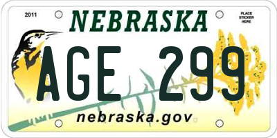 NE license plate AGE299