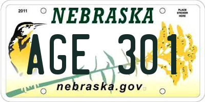NE license plate AGE301