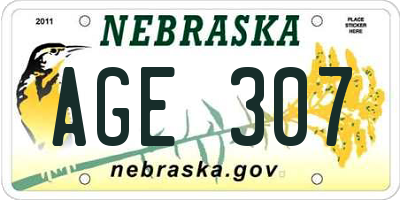 NE license plate AGE307