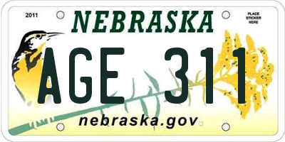 NE license plate AGE311