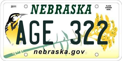 NE license plate AGE322