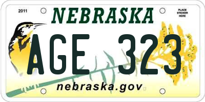 NE license plate AGE323