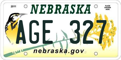 NE license plate AGE327