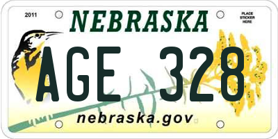 NE license plate AGE328