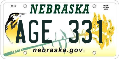 NE license plate AGE331