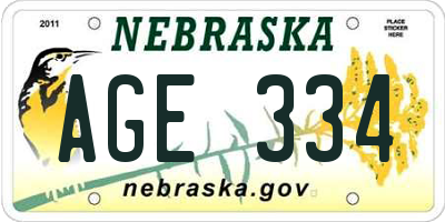 NE license plate AGE334