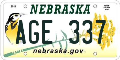 NE license plate AGE337