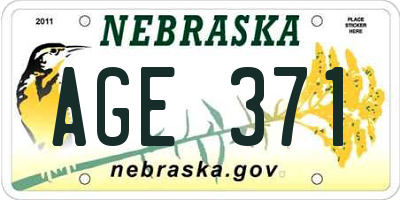 NE license plate AGE371