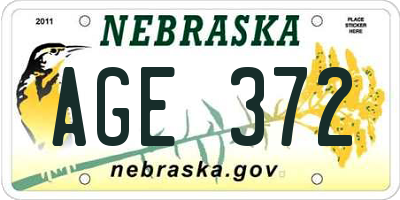 NE license plate AGE372