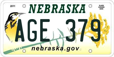 NE license plate AGE379