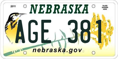 NE license plate AGE381