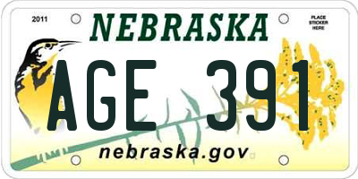 NE license plate AGE391