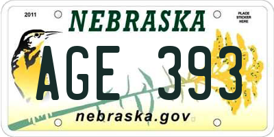 NE license plate AGE393