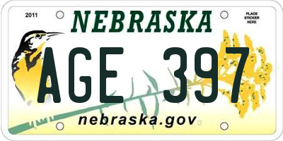 NE license plate AGE397