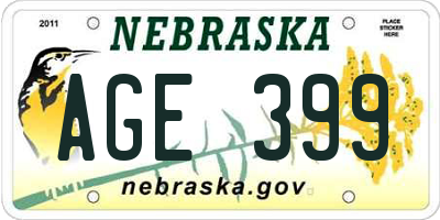 NE license plate AGE399