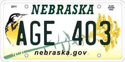 NE license plate AGE403
