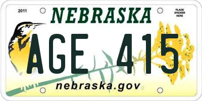 NE license plate AGE415