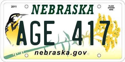 NE license plate AGE417