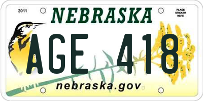 NE license plate AGE418