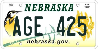 NE license plate AGE425