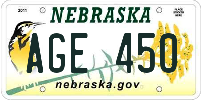 NE license plate AGE450