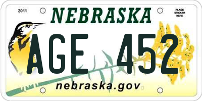NE license plate AGE452