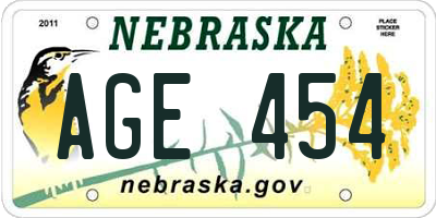 NE license plate AGE454