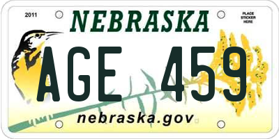NE license plate AGE459
