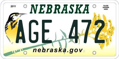 NE license plate AGE472
