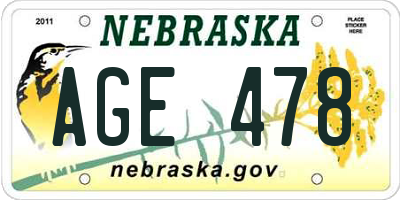 NE license plate AGE478