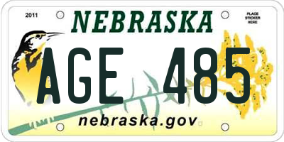 NE license plate AGE485