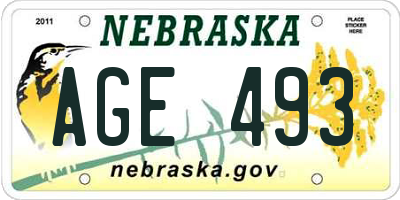 NE license plate AGE493