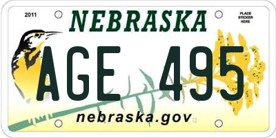 NE license plate AGE495